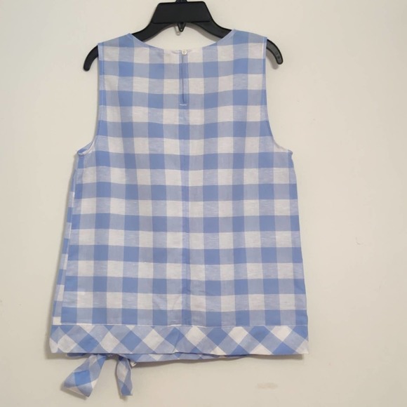 🎈J Crew Gingham Linen Blend Blouse, EUC S 4 - Picture 3 of 11